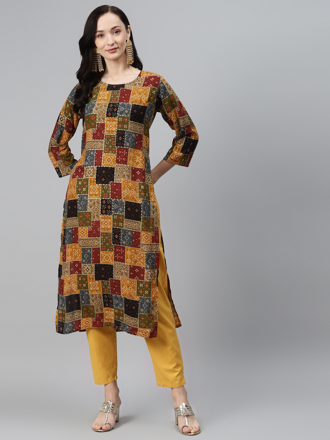 

Rang Gali Women Maroon & Black Geometric Printed Kurta