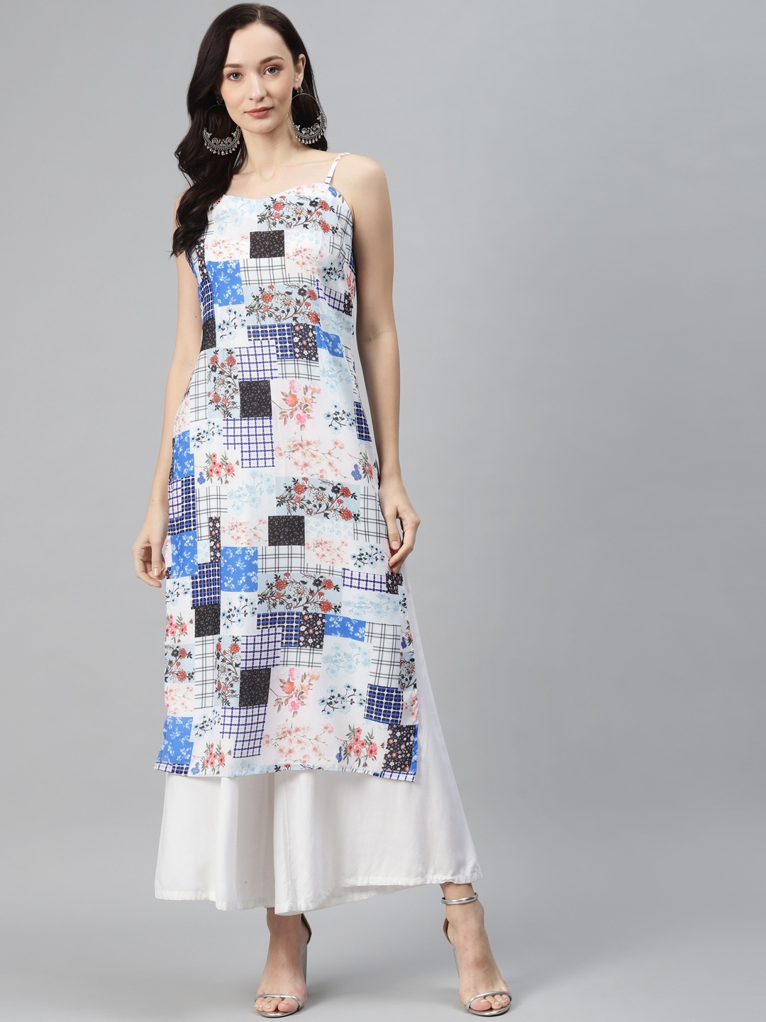 

Rang Gali Women Blue & Red Floral Printed Floral Kurta