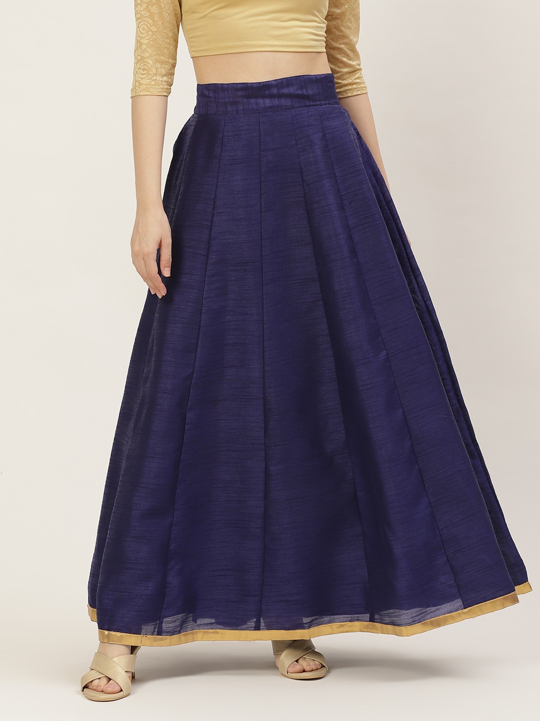 

Studio Shringaar Blue Skirt with Zari Border