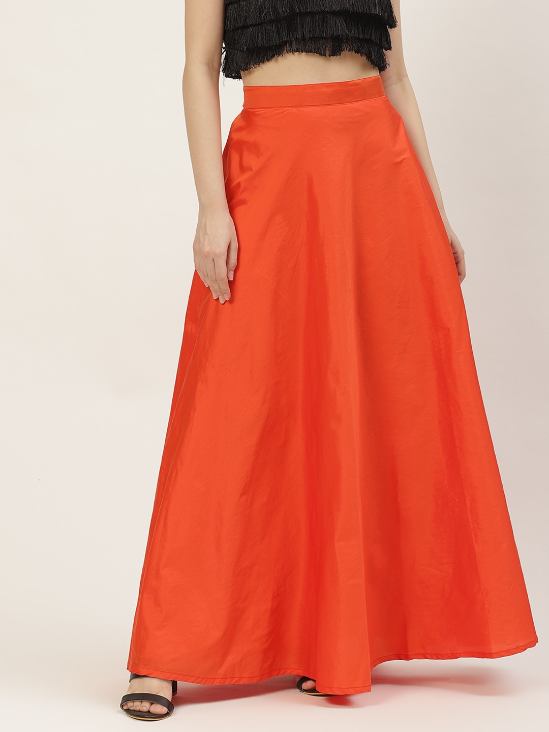 

Studio Shringaar Orange Flared Maxi Skirt