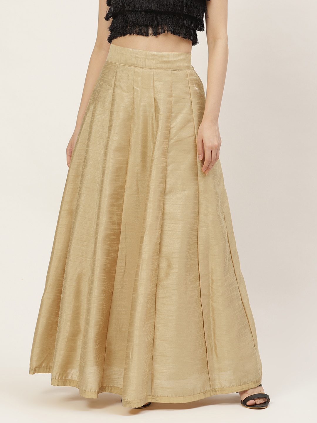 

Studio Shringaar Golden Skirt with Zari Border, Gold