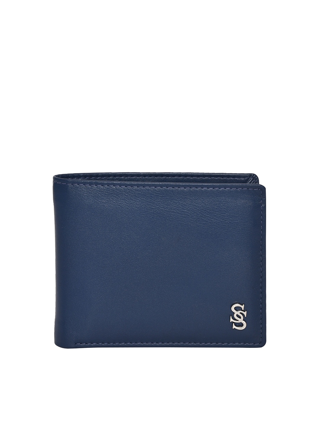 

Second SKIN Men Blue Textured Leather Two Fold Wallet