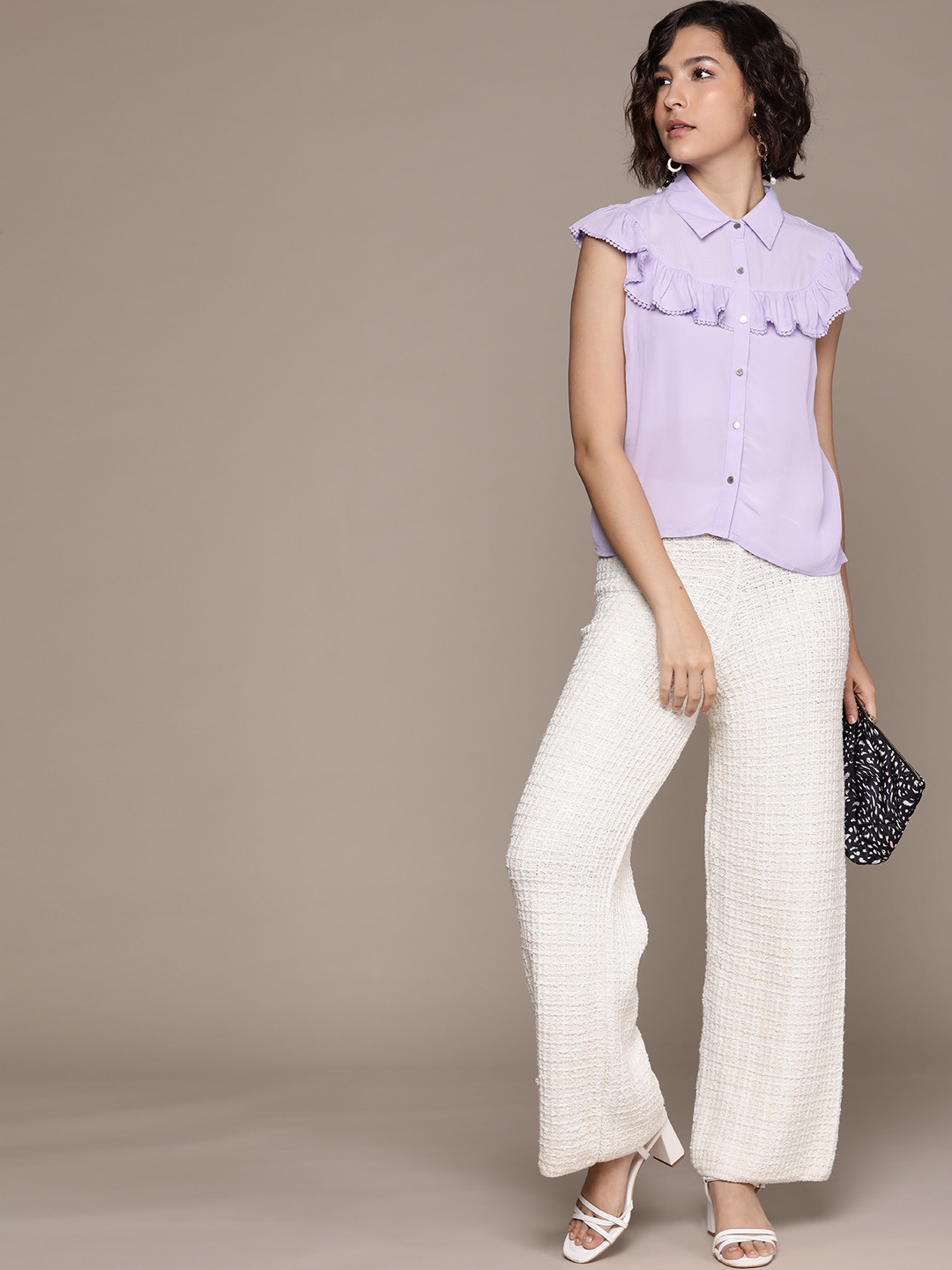 

Label Ritu Kumar Women Purple Opaque Casual Shirt