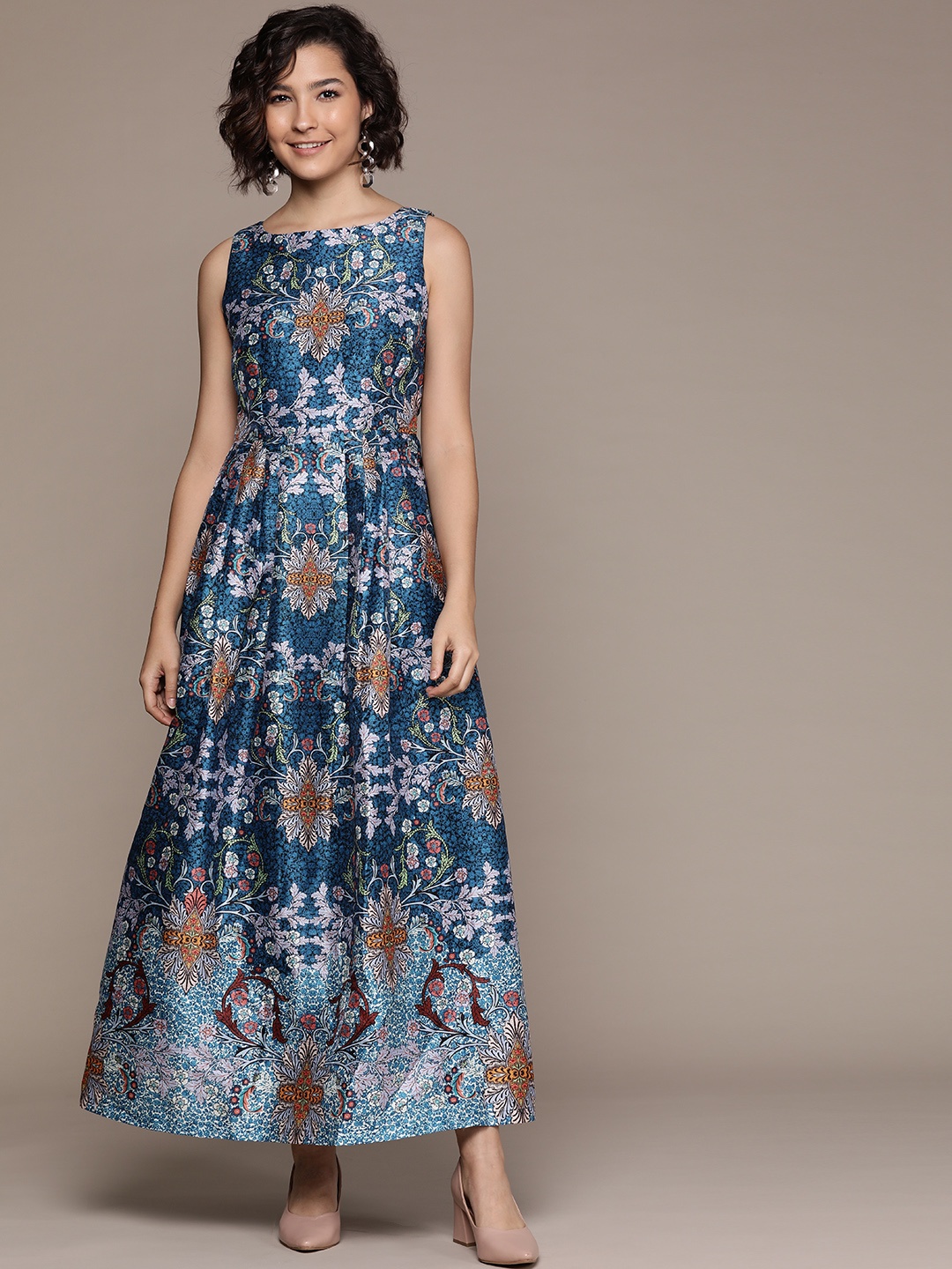 

Label Ritu Kumar Blue Floral Maxi Dress