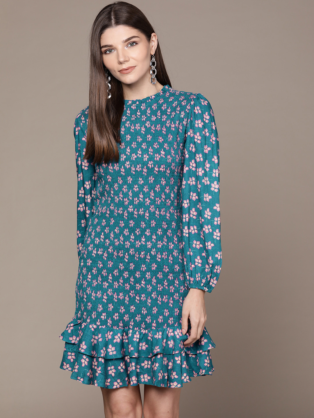 

Label Ritu Kumar Blue Floral A-Line Dress