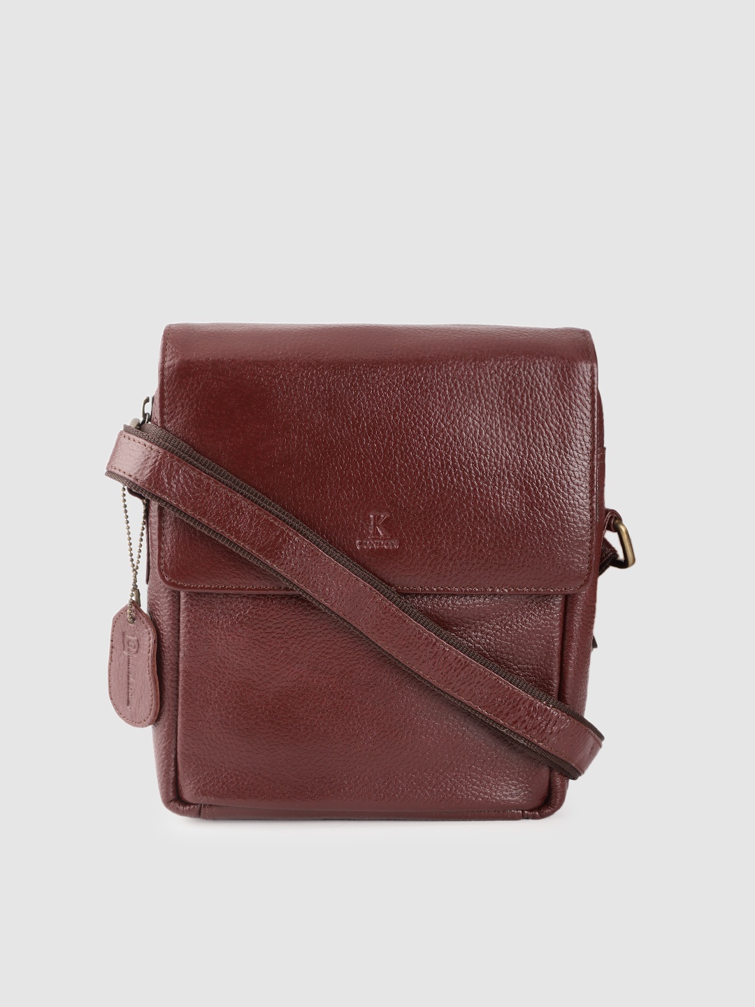 

K London Unisex Maroon Textured Messenger Bag