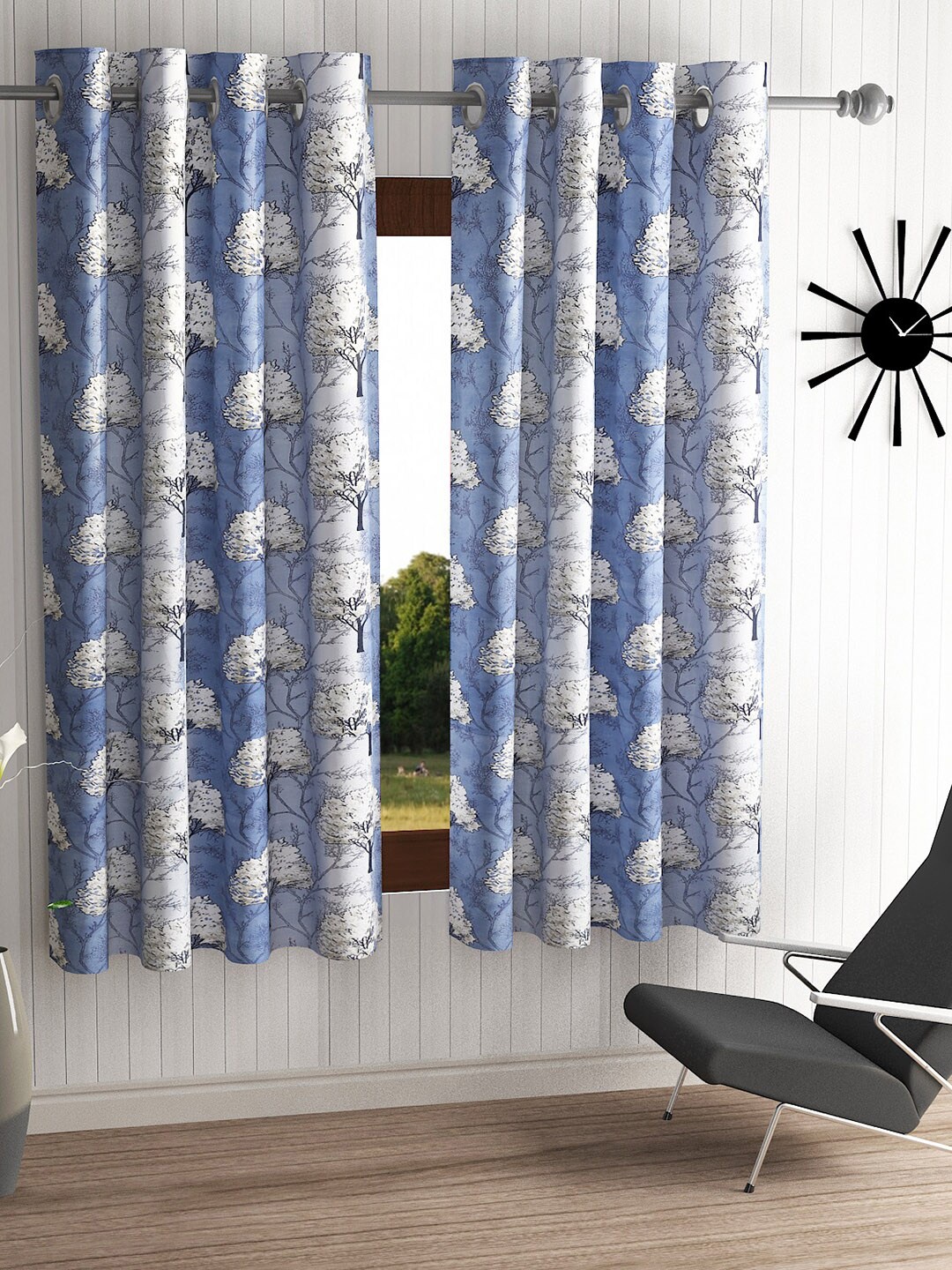 

Home Sizzler Blue & Grey Set of 2 Floral Window Curtain