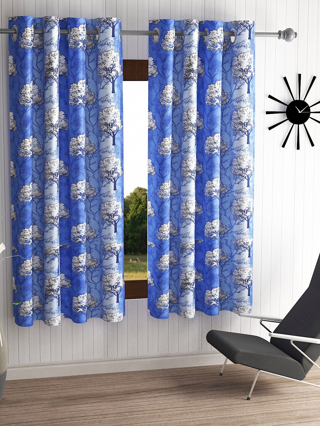 

Home Sizzler Blue & White Set of 2 Floral Window Curtain
