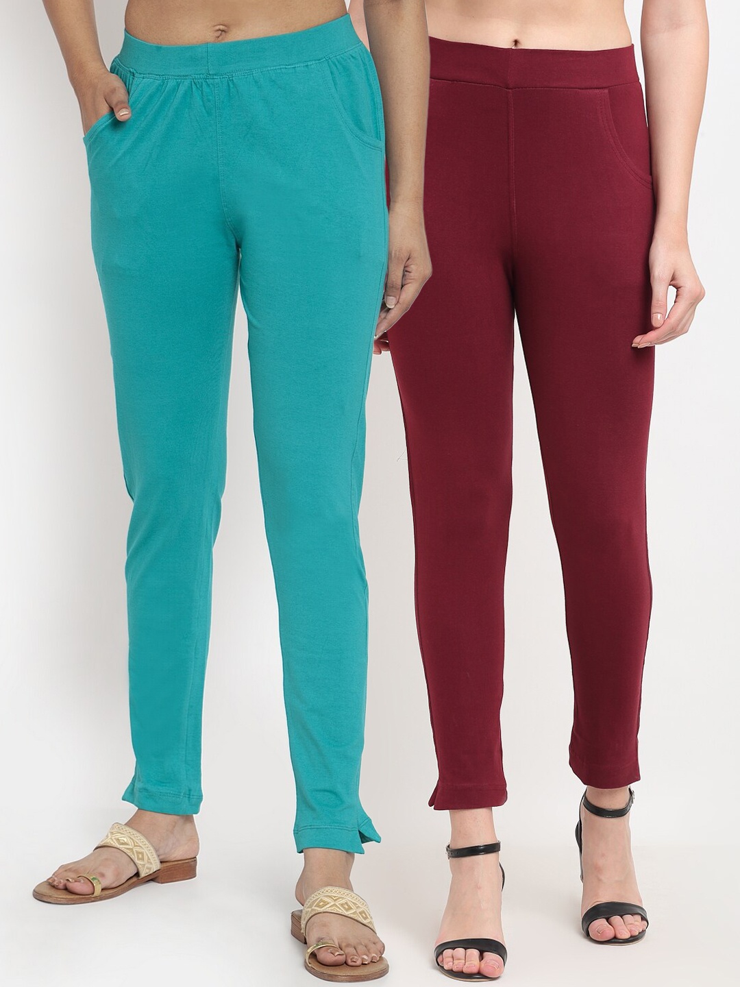 

TAG 7 Women Pack Of 2 Leggings, Maroon