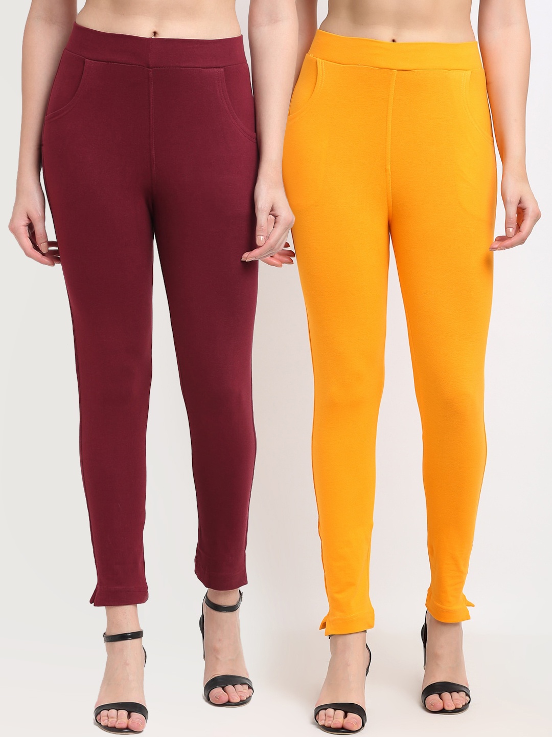 

TAG 7 Women Pack Of 2 Leggings, Maroon