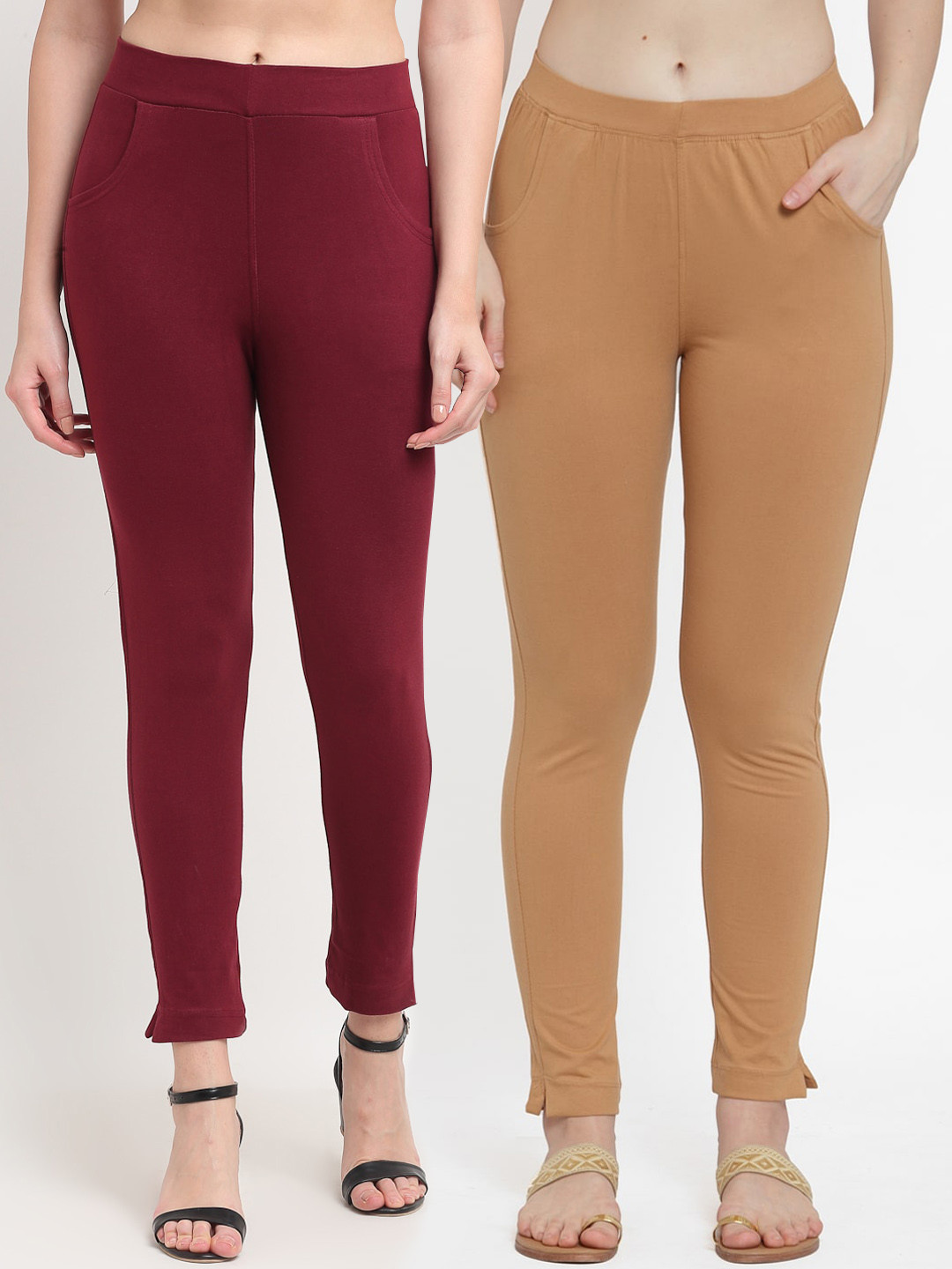 

TAG 7 Women Pack Of 2 Leggings, Maroon