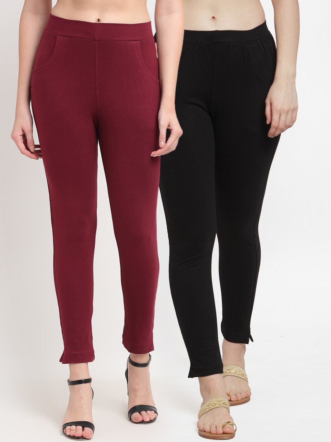 

TAG 7 Women Pack Of 2 Leggings, Maroon
