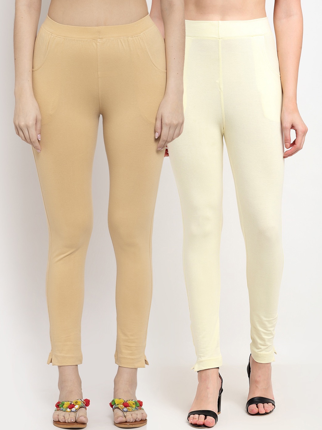 

TAG 7 Women Pack Of 2 Leggings, Cream