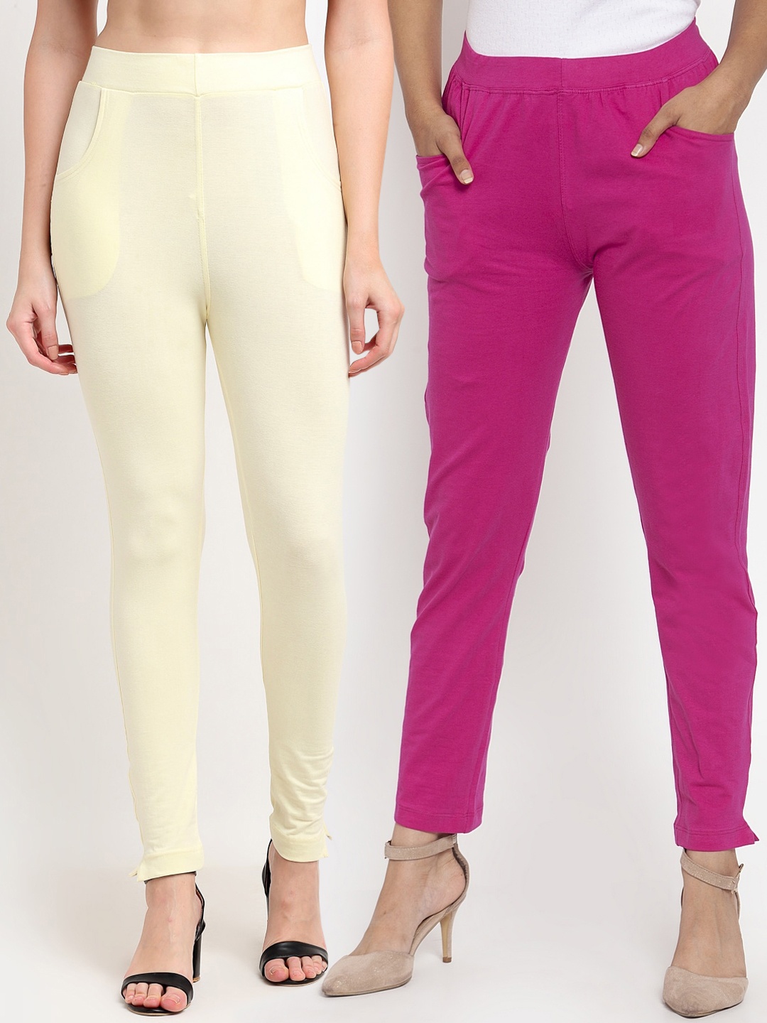 

TAG 7 Women Pack Of 2 Leggings, Cream