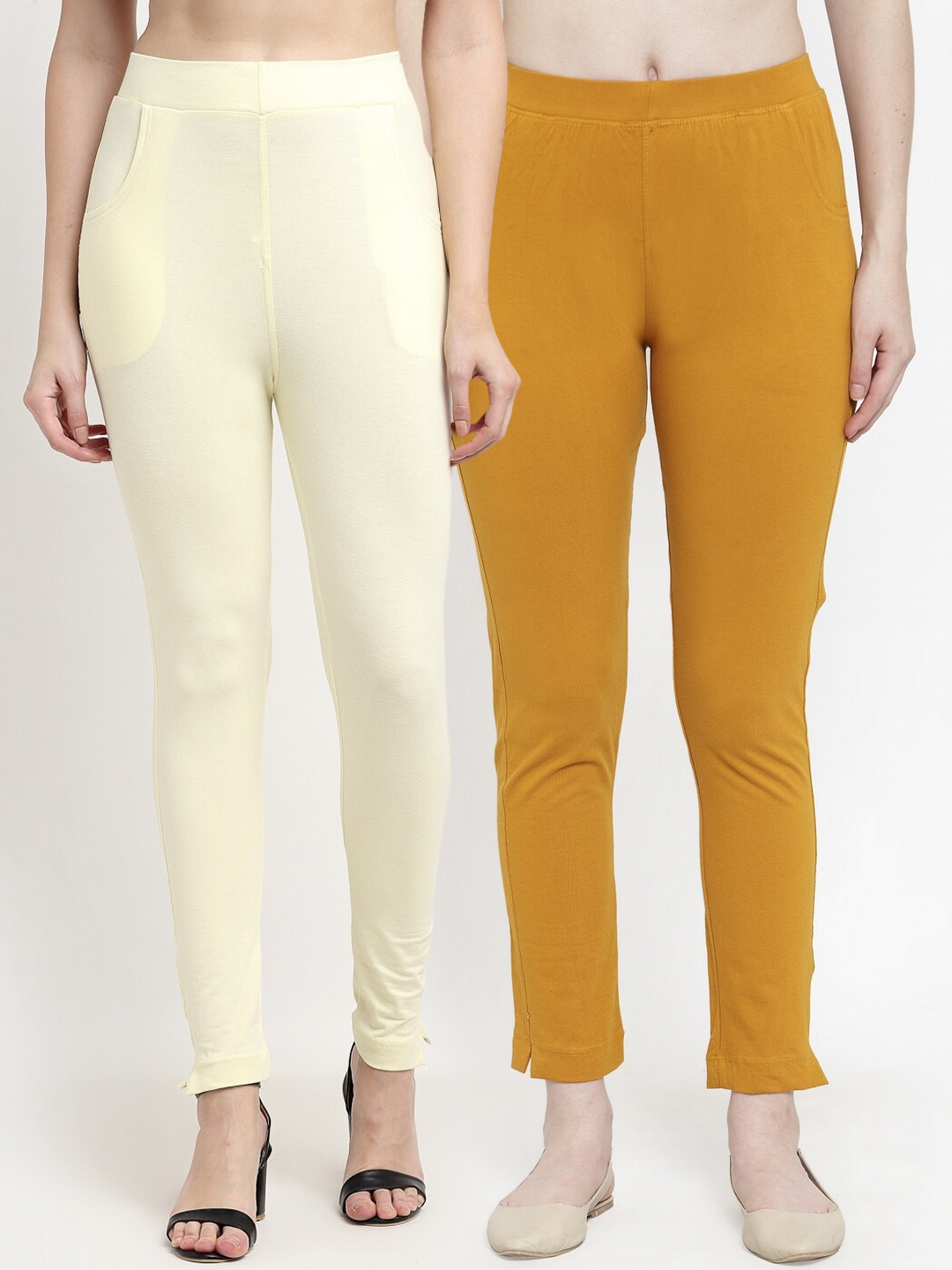

TAG 7 Women Pack Of 2 Leggings, Cream