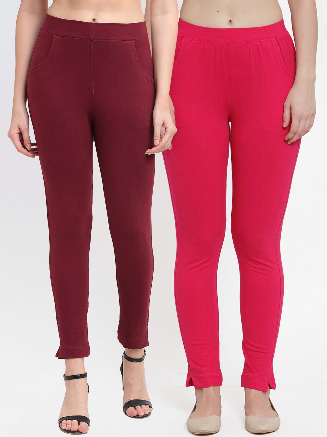 

TAG 7 Women Pack Of 2 Leggings, Maroon