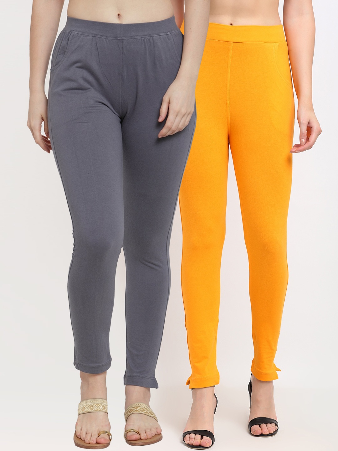 

TAG 7 Women Yellow & Grey Pack of 2 Leggings