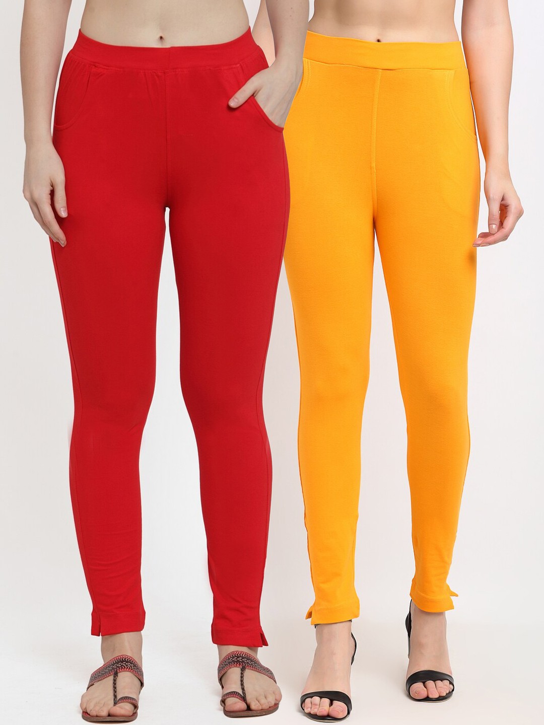 

TAG 7 Women Yellow & Red Pack of 2 Leggings