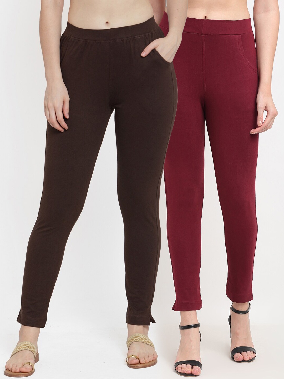 

TAG 7 Women Maroon & Brown Pack of 2 Leggings