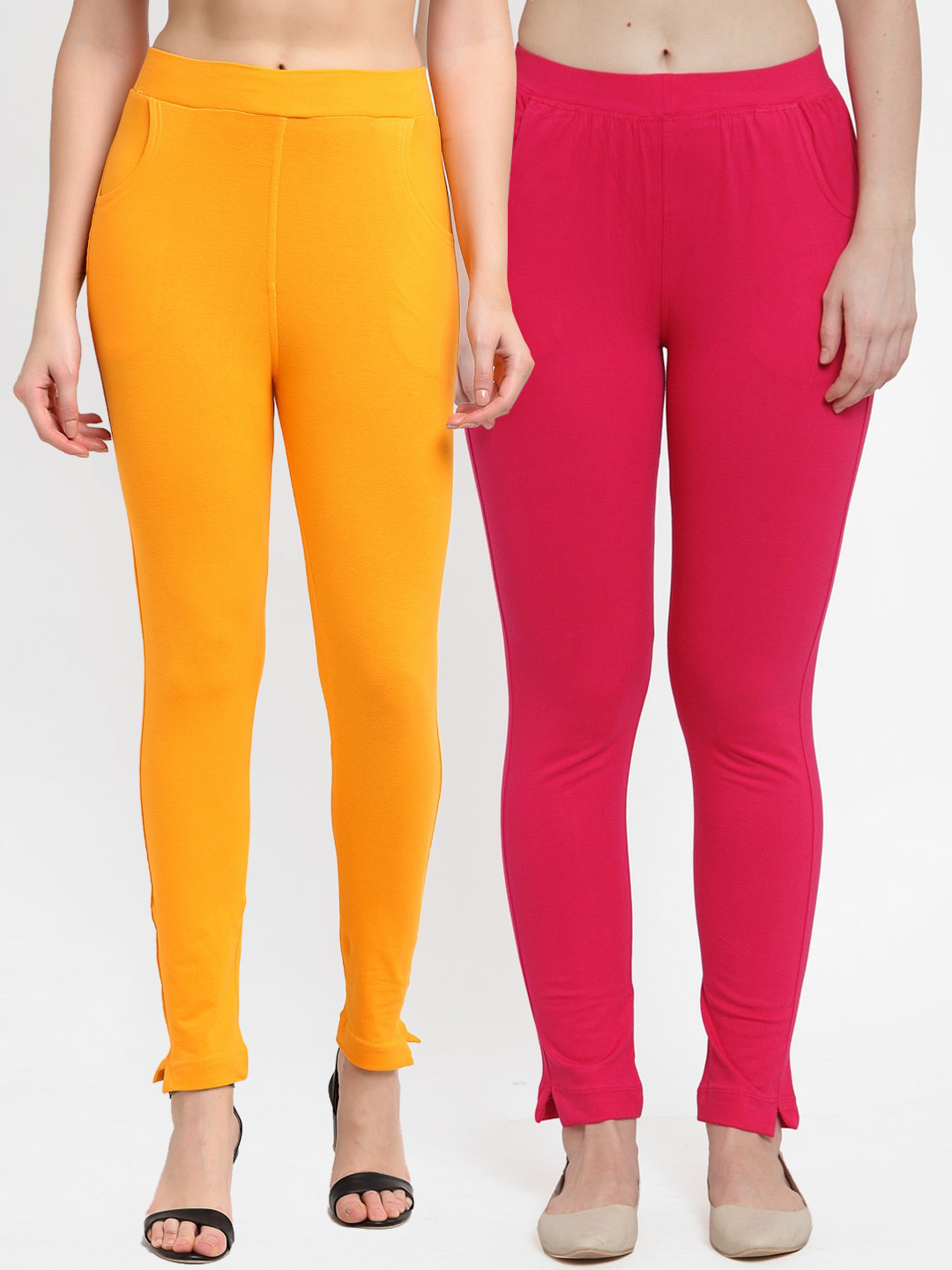 

TAG 7 Women Yellow & Magenta Pack of 2 Leggings