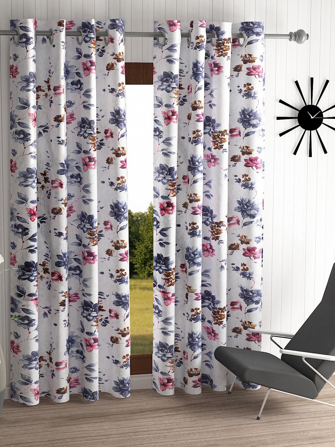 

Home Sizzler Off White & Grey Set of 2 Floral Long Door Curtain