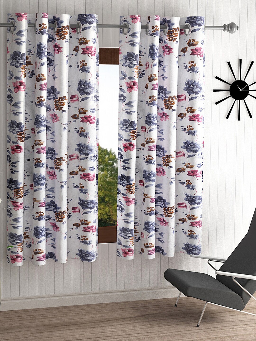 

Home Sizzler Off White & Grey Set of 2 Floral Window Curtain