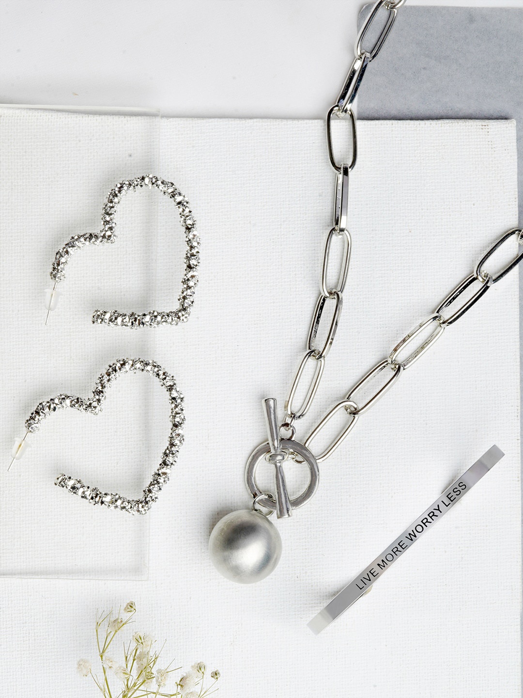 

JOKER & WITCH Silver-Plated Pearl-Beaded Handcrafted Jewellery Set