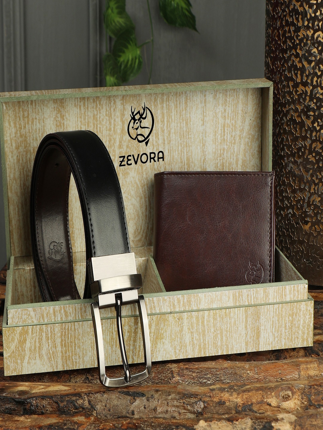 

ZEVORA Men Black & Brown Solid Artificial Leather Accessory Gift Set