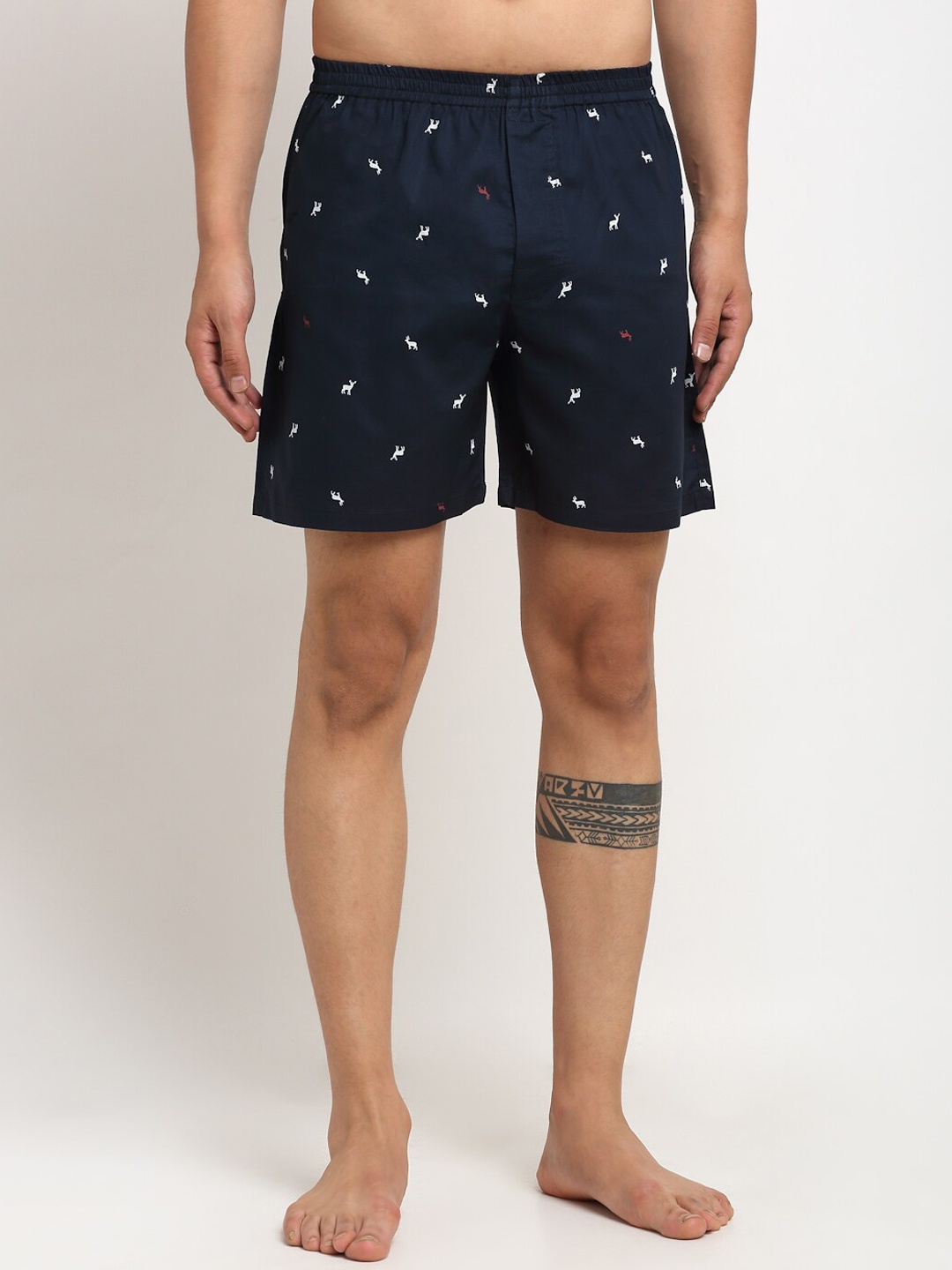

Ennoble Men Navy Blue & White Printed Pure Cotton Boxers ENBBAPLEN29091100