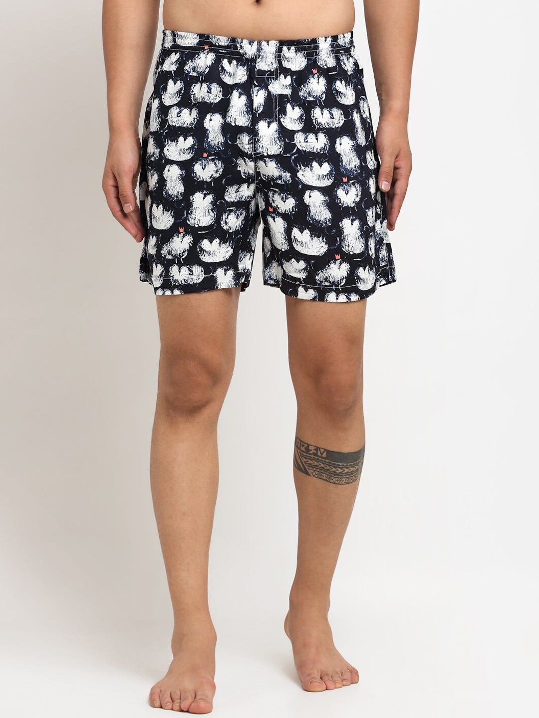 

Ennoble Men Navy Blue & White Printed Slim-Fit Pure Cotton Boxer ENBBAPLEN29084100