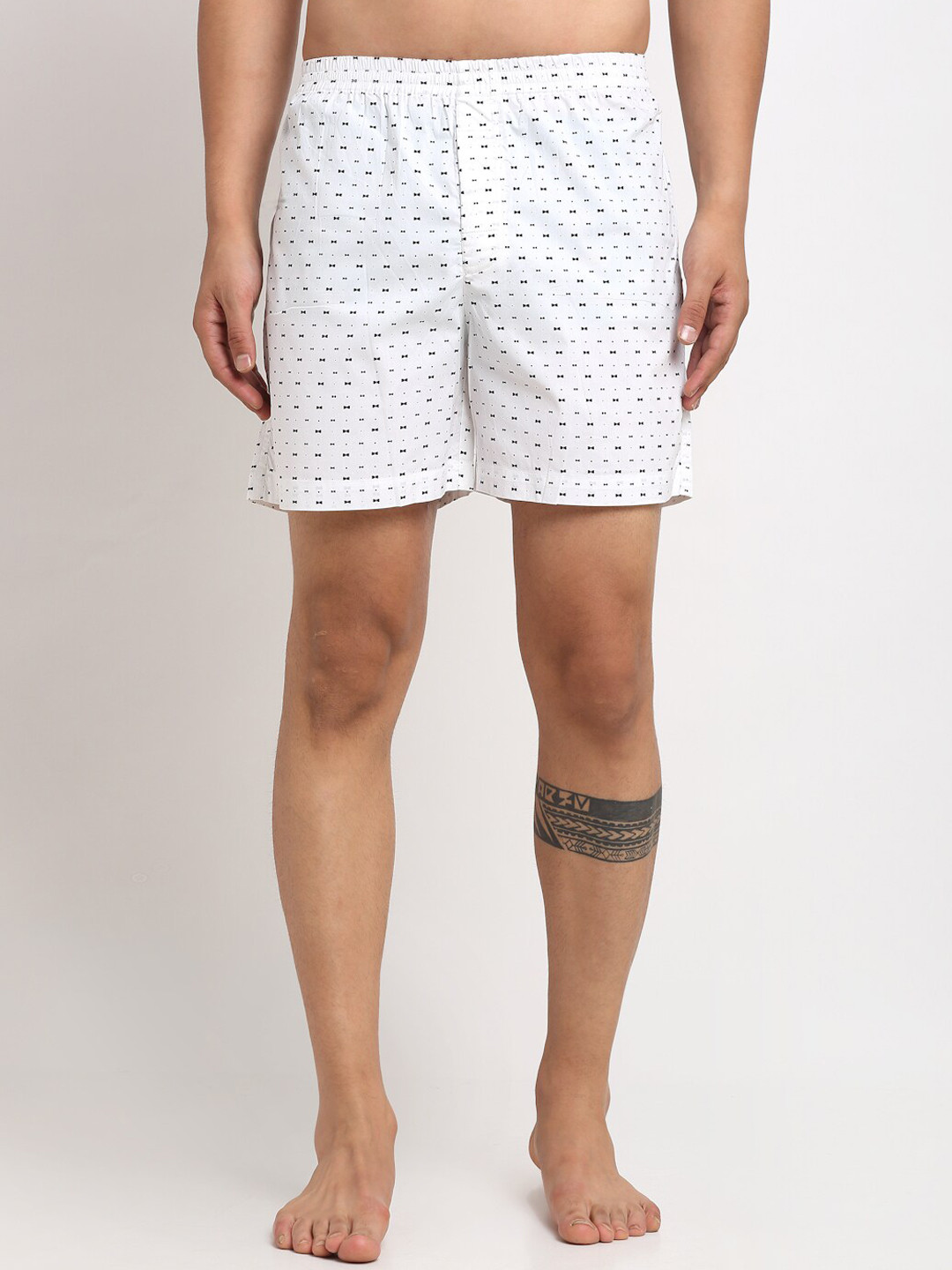 

Ennoble Men White & Black Printed Pure Cotton Slim Fit Boxers ENBBAPLEN29118100