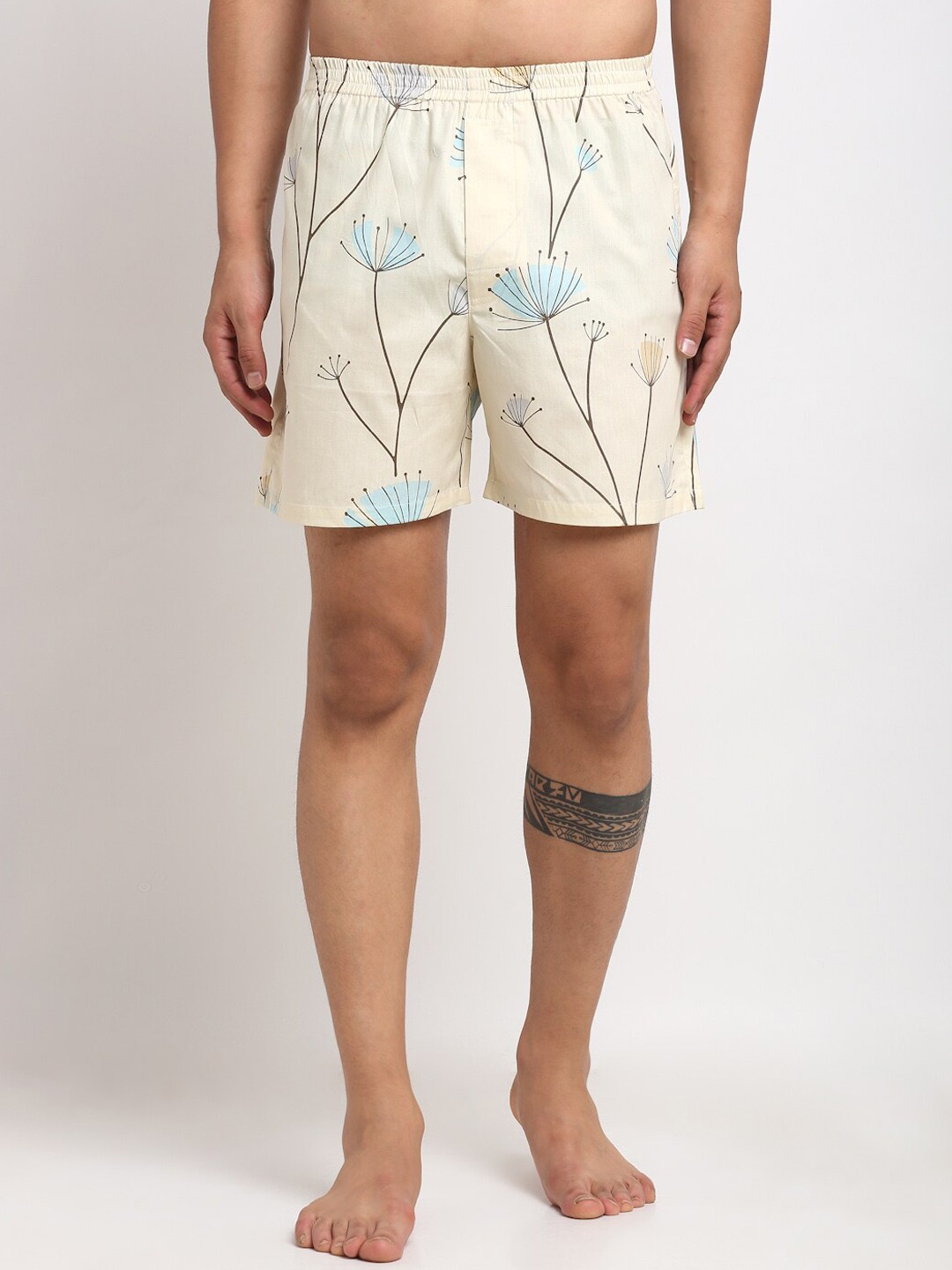 

Ennoble Men Beige & Black Printed Slim-Fit Pure Cotton Boxers ENBBAPLEN29122100