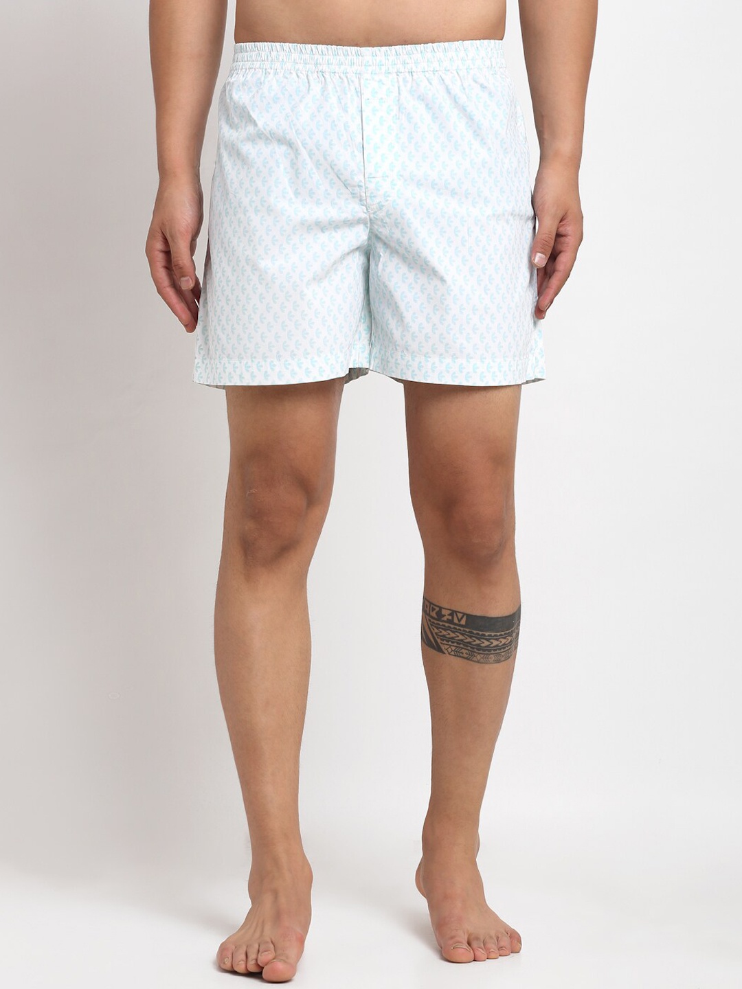 

Ennoble Men White & Blue Printed Slim-Fit Pure Cotton Boxers ENBBAPLEN29114100