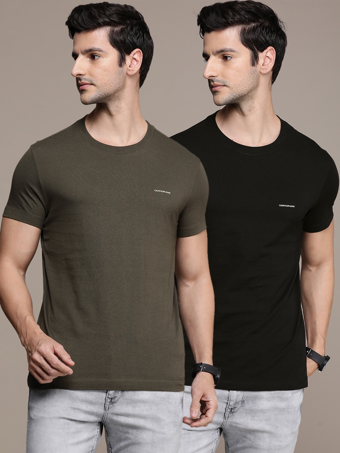 

Calvin Klein Jeans Pack of 2 Slim Fit T-shirt, Olive
