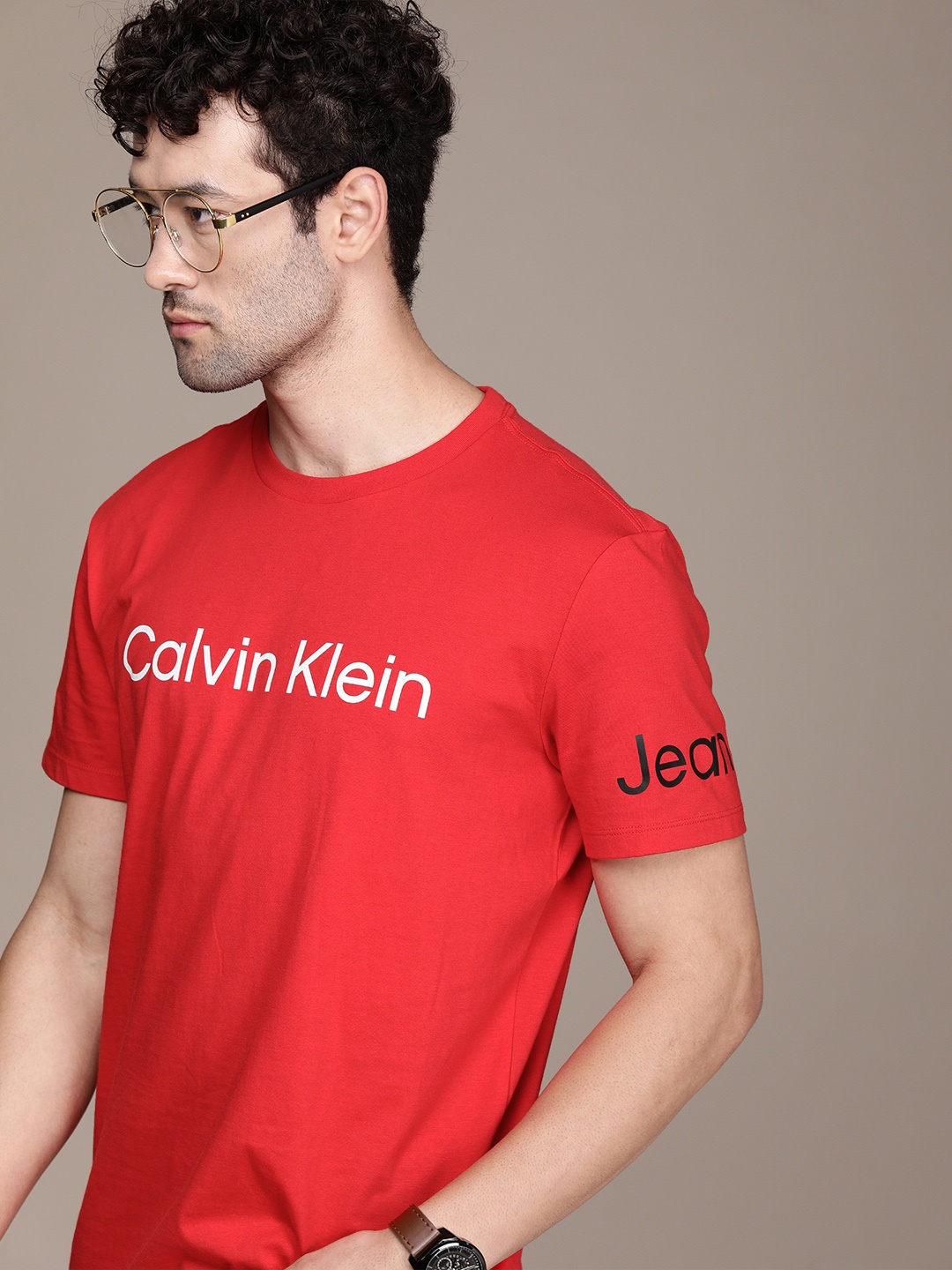 

Calvin Klein Jeans Men Red Typography Printed T-shirt