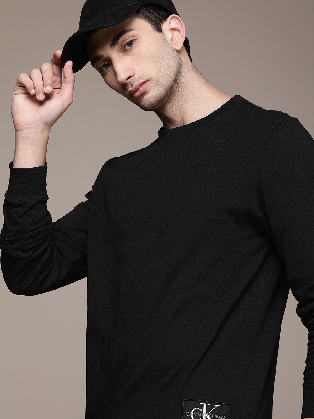 

Calvin Klein Jeans Men Black White Printed Pure Cotton T-shirt