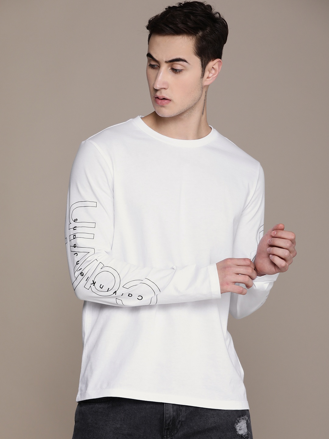 

Calvin Klein Jeans Men White Typography Printed T-shirt