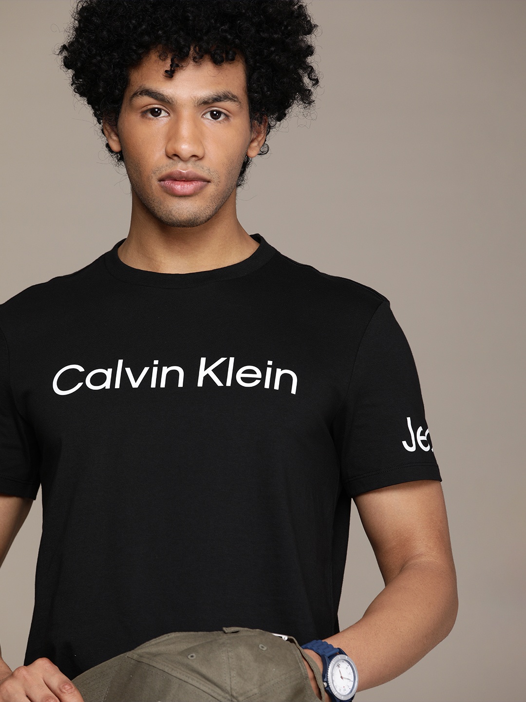 

Calvin Klein Jeans Men Black Brand Logo Printed T-shirt
