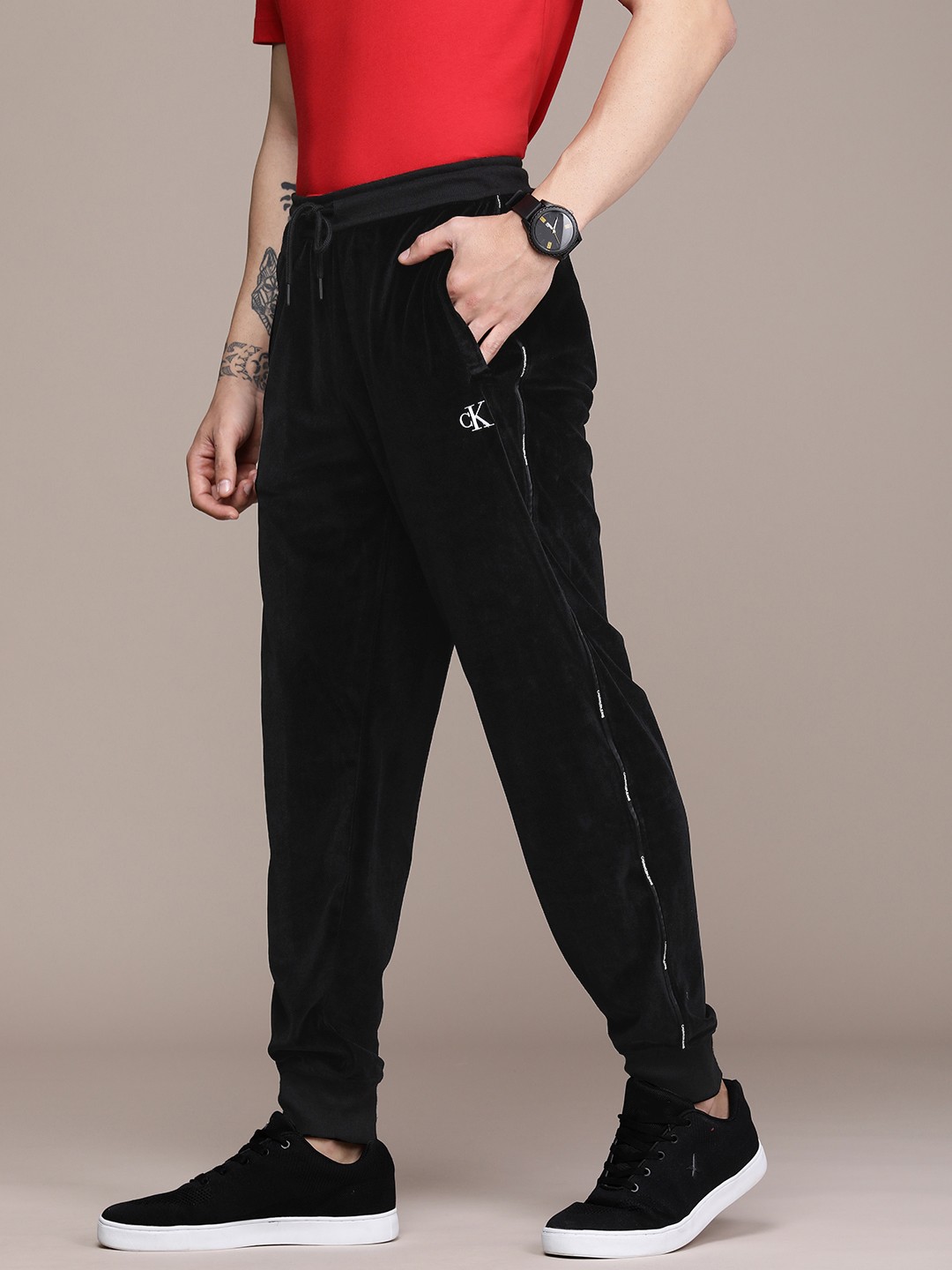 

Calvin Klein Jeans Men Black Typography Printed Wrinkle Free Casual Joggers