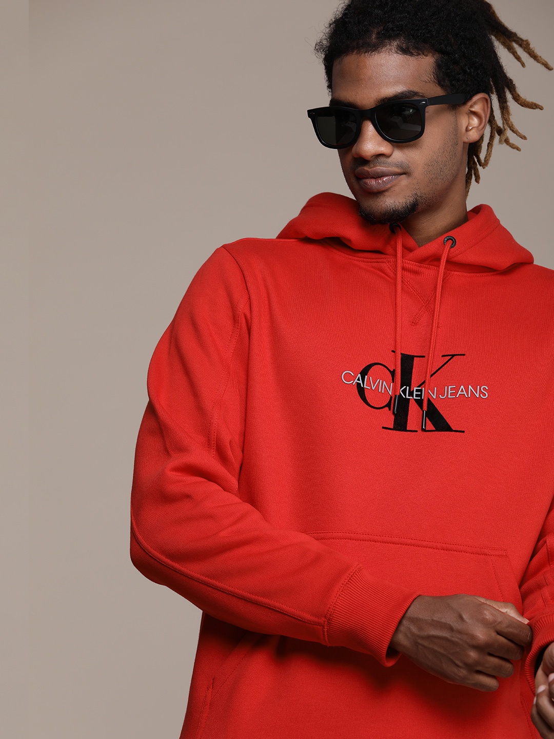 

Calvin Klein Jeans Men Red Printed Hooded Sweatshirt