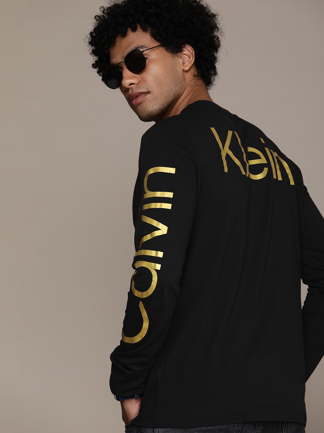 

Calvin Klein Jeans Men Black Brand Logo Printed T-shirt