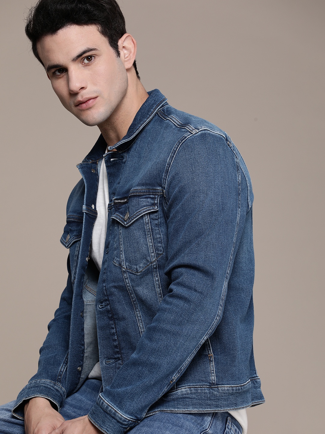 

Calvin Klein Jeans Men Blue Washed Denim Jacket