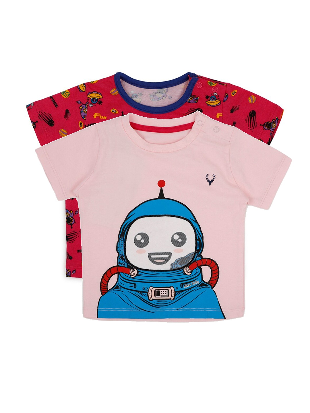 

Allen Solly Junior Boys Peach-Coloured Typography 2 Printed T-shirt