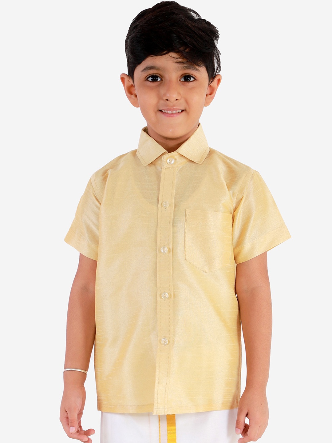 

VASTRAMAY Boys Gold-Toned Opaque Ethnic Shirt