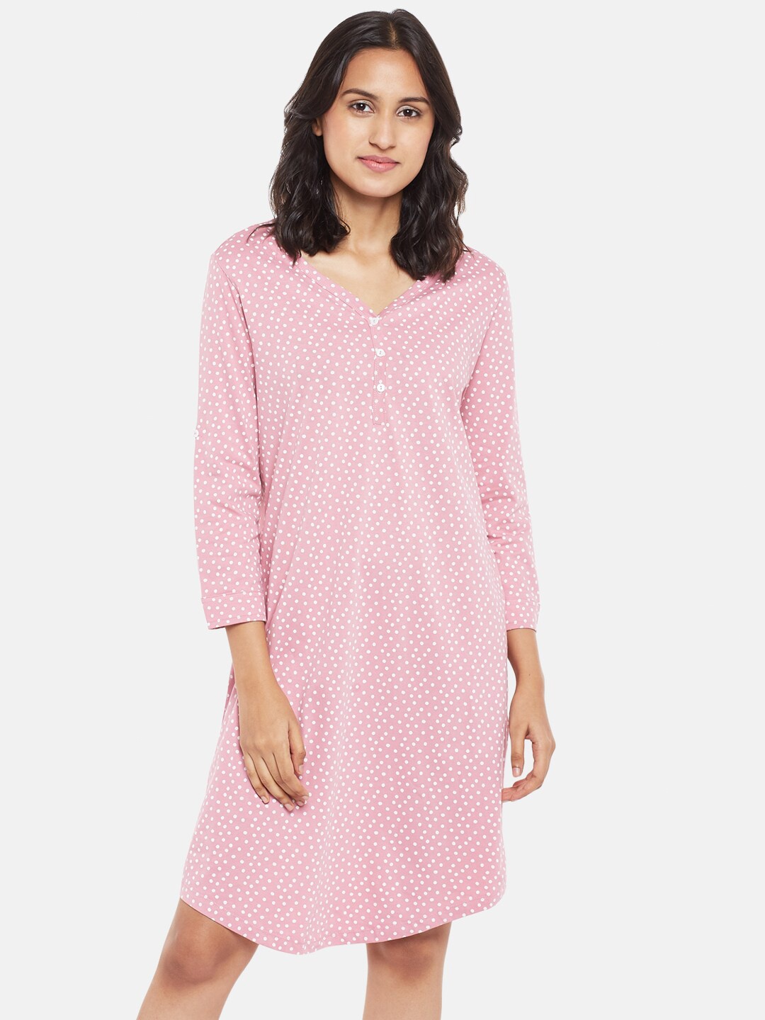 

Dreamz by Pantaloons Pink Printed Cotton Nightdress