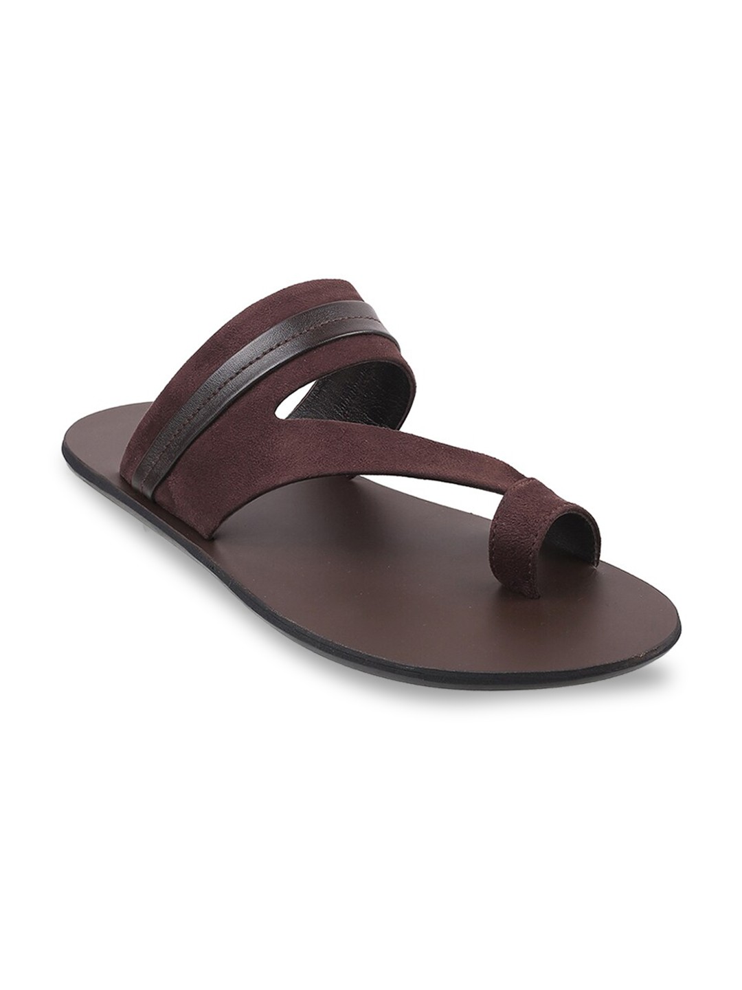 

Mochi Men Brown Leather Comfort Slip On Sandals