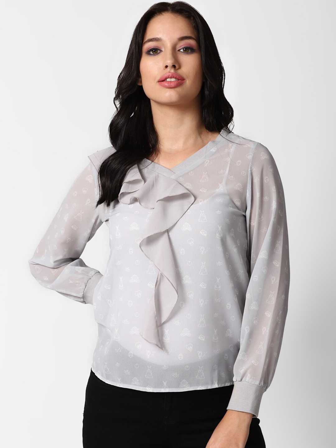 

FOREVER 21 Grey Regular Top