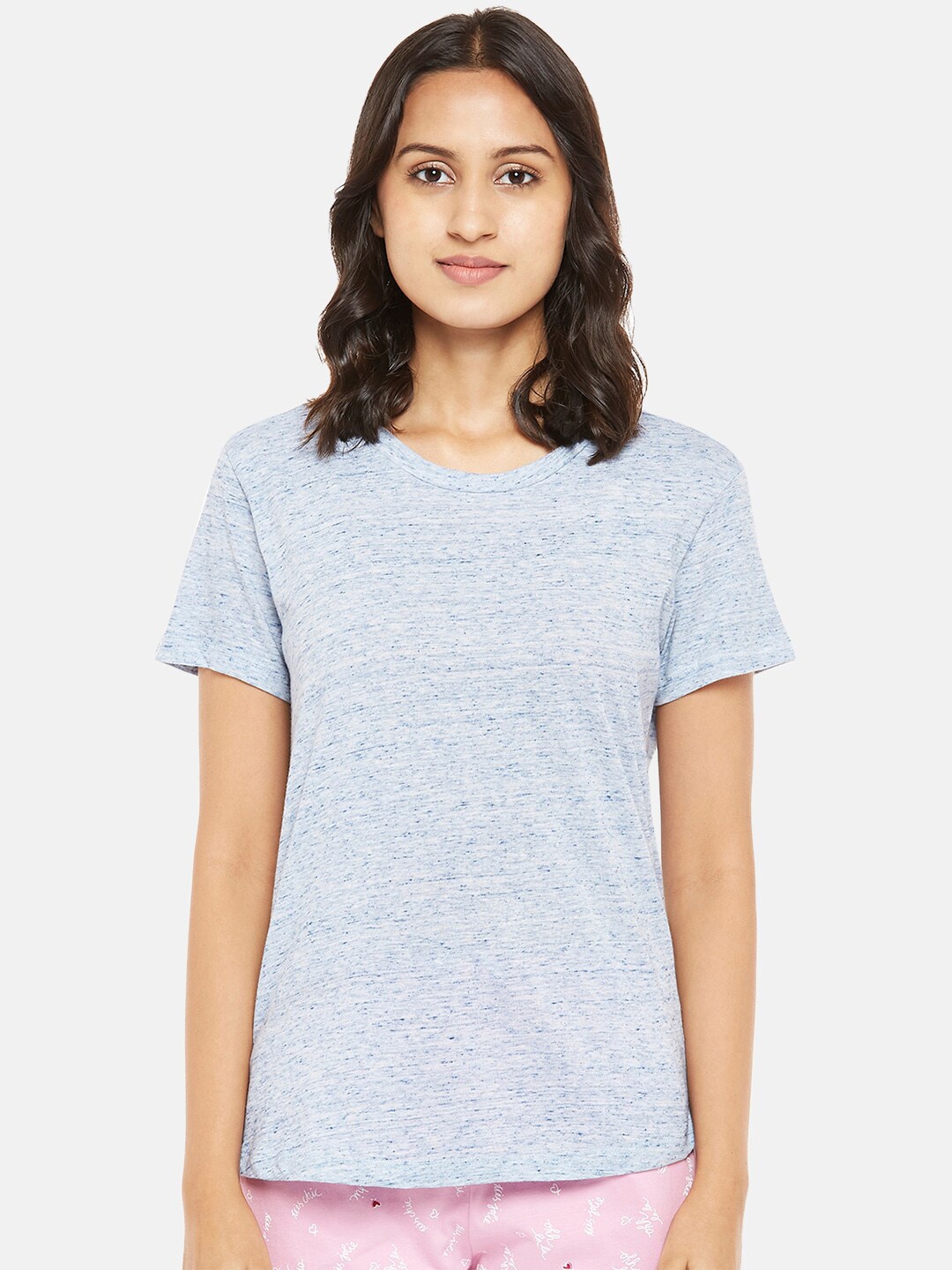 

Dreamz by Pantaloons Blue Printed Pure Cotton Regular Lounge tshirt