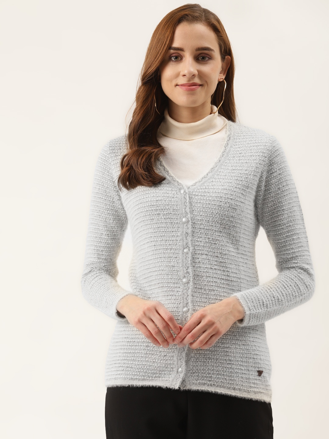 

Duke Women Grey Striped Cardigan