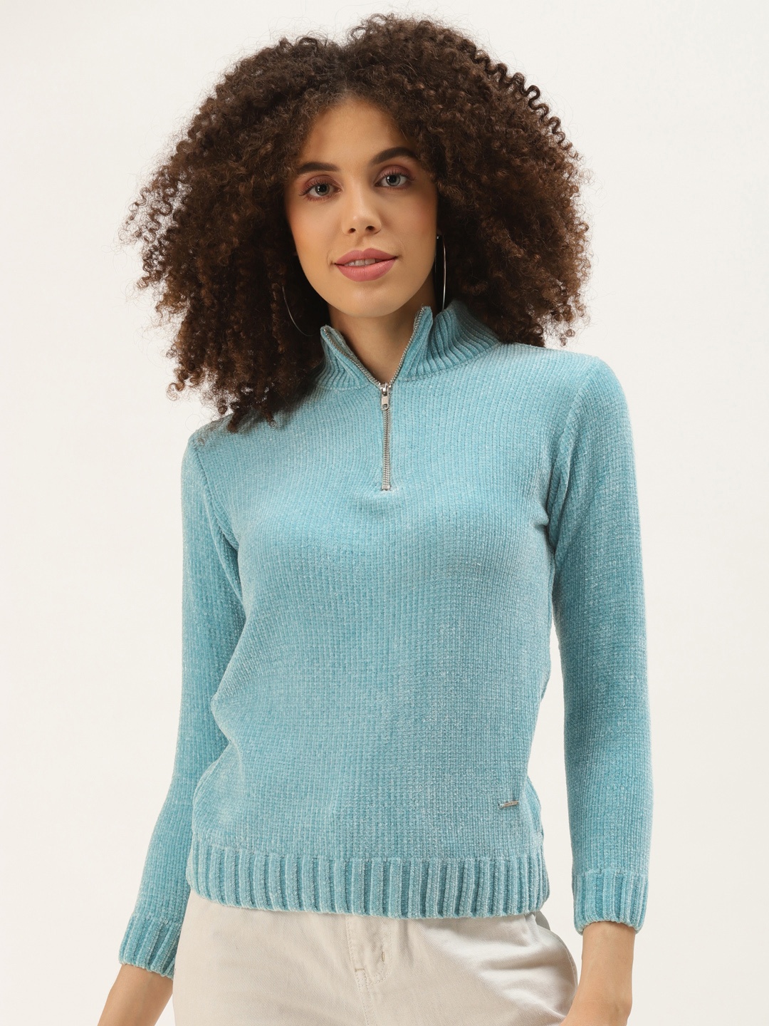 

Duke Women Green Ribbed Pullover